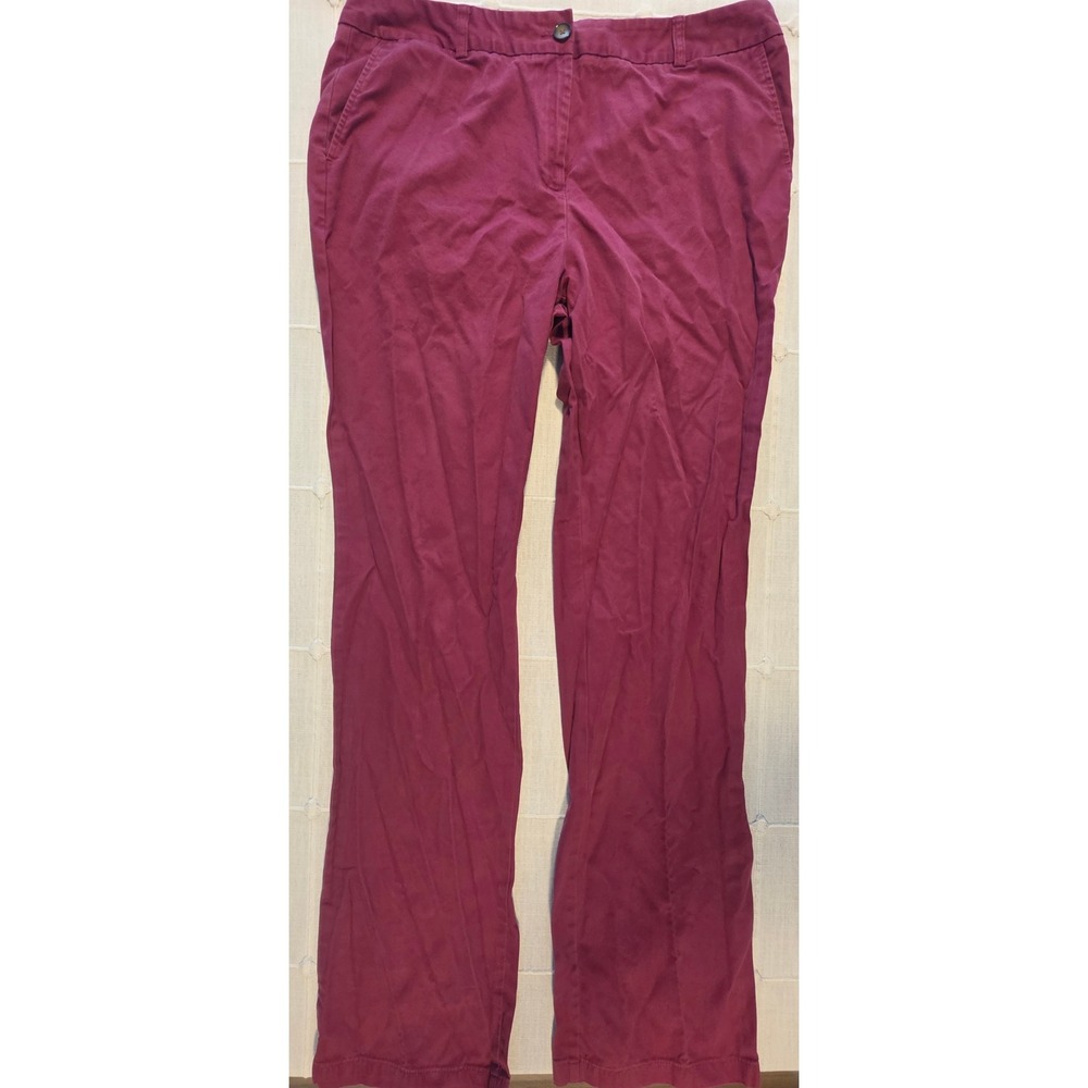 Lands End Fit 2 Chino Pants Womens 16T Tall Magenta Pink Cotton Straight Leg